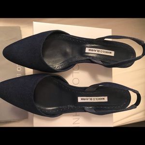 Manolo Blahnik Slingback Denim Flats